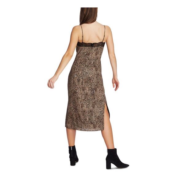 1. STATE Womens Brown Spaghetti Strap Maxi Shift Party Dress 0 - Picture 2 of 4